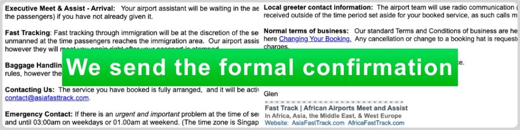 Receive the final details when Africa FastTrack sends your formal confirmation